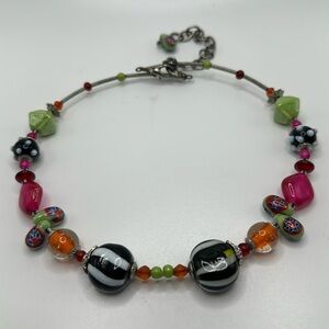 Boho multicolored glass necklace